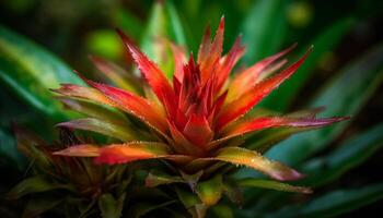 Vibrant tropical flower head showcases nature beauty generated by AI photo