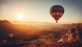 Flying high in hot air balloon adventure generated by AI photo