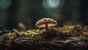 Poisonous toadstool cap spotted in uncultivated forest generated by AI photo