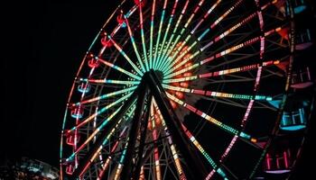 Spinning wheel of vibrant colors, carnival excitement generated by AI photo