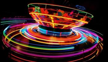 Spinning multi colored wheel ignites vibrant nightlife excitement generated by AI photo