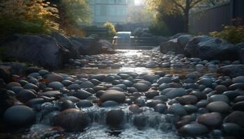 suave piedras y fluido agua crear tranquilidad generado por ai foto