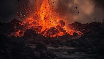 brillante infierno derritiendo acero en natural ambiente generado por ai foto