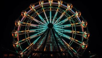 Spinning wheel of joy, carnival vibrant passion generated by AI photo