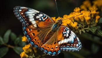 Multi colored butterfly wing in close up macro generated by AI photo