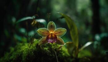 Multi colored orchid blossom, elegance in nature beauty generated by AI photo