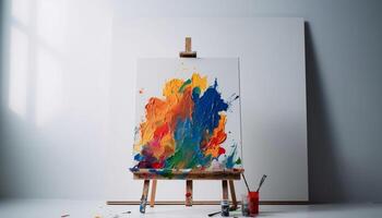 vibrante colores en lienzo, artista imaginación fluye generado por ai foto