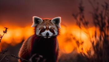 Fluffy mammal staring, close up, beauty in nature generated by AI photo