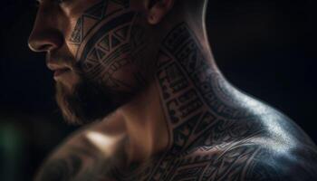 Adorned men showcase creativity with body ink generated by AI photo