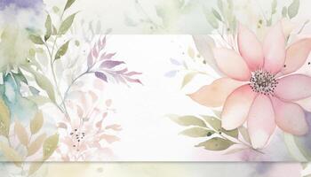 Floral pattern painted with watercolor, summer backdrop generated by AI photo