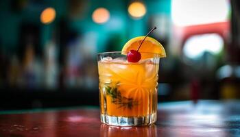 Fresh cocktail with citrus fruit and mint leaf generated by AI photo