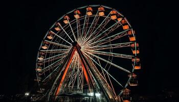 Spinning wheel of joy at carnival night generated by AI photo