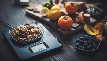 sano cuenco de orgánico Fruta y Granola generado por ai foto