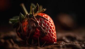 Ripe berry freshness in gourmet dessert, a sweet summer refreshment generated by AI photo