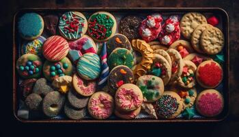 A gourmet collection of homemade cookies, baked with indulgence generated by AI photo