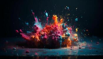 Vibrant colors exploding in a futuristic underwater celebration generated by AI photo