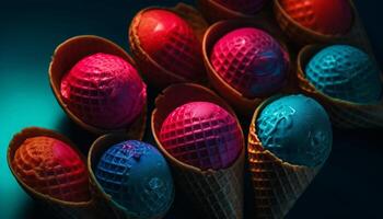 Fun summer celebration with colorful food arrangement and golf equipment generated by AI photo