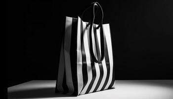 Modern black striped shopping bag with elegant handle for fashion retail generated by AI photo