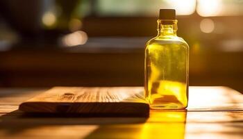 Fresh organic olive oil, a healthy ingredient for gourmet cooking generated by AI photo