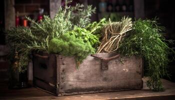 Organic vegetable collection for healthy eating in rustic home decoration generated by AI photo