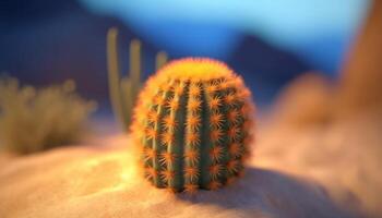 Sharp thorn on succulent plant in arid summer landscape generated by AI photo