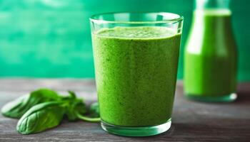 Organic green smoothie, a refreshing drink for healthy lifestyle vitality generated by AI photo