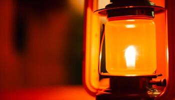 Glowing candle illuminates dark night, symbol of spirituality and relaxation generated by AI photo
