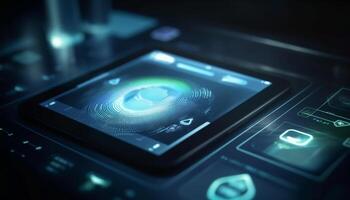 Secure healthcare industry innovates with futuristic digital encryption technology generated by AI photo
