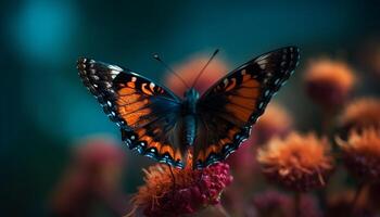 Vibrant butterfly wing in close up, showcasing natural beauty and fragility generated by AI photo