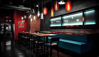 Modern luxury pub with elegant decor and comfortable seating indoors generated by AI photo