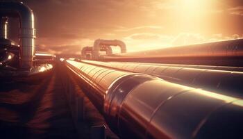 metal tubería y tubos combustible poder Generacion en acero industria generado por ai foto