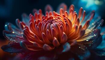 Vibrant gerbera daisy, single flower, close up, purple petal, macro generated by AI photo