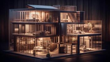 Futuristic apartment design with modern architecture and technology equipment generated by AI photo