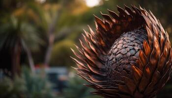 Evergreen pine cone, sharp needle, fresh leaf, nature decoration generated by AI photo