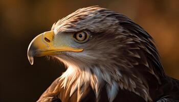 majestuoso calvo águila, símbolo de americano cultura, curioso con orgullo generado por ai foto