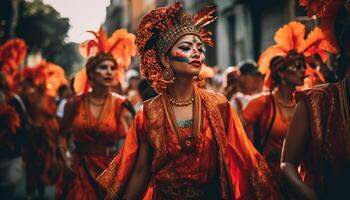 vistoso indio festival celebra tradicional ropa y indígena cultura generado por ai foto