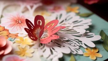 resumen floral modelo en multi de colores papel, exhibiendo naturaleza elegancia generado por ai foto