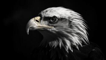 Bald eagle, majestic hunter, sharp talons, staring fiercely, freedom symbol generated by AI photo