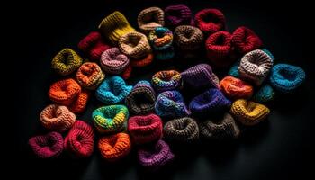 multi de colores de lana vestidos tejido con intrincado patrones para invierno Moda generado por ai foto