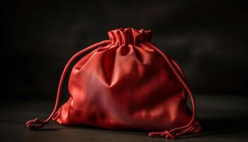 Stack of rustic burlap sacks tied with rough rope generated by AI photo