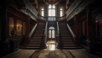 Old fashioned elegance in a luxury home interior with antique architecture generated by AI photo