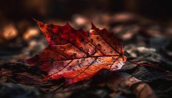 Vibrant autumn foliage in forest, multi colored leaves on maple tree generated by AI photo