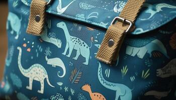 Blue leather bag with reptile pattern, perfect for travel adventures generated by AI photo