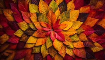 Vibrant autumn foliage creates organic ornate fractal wallpaper design generated by AI photo