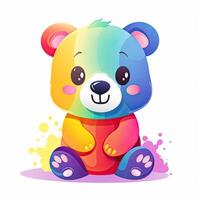 Colorful bear baby design collection for kids. Baby panda smiling collection design for a coloring page. Cute happy baby bear illustration with colorful shades. AI-Generated. photo