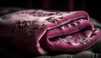 Soft velvet pillow adds elegance to luxurious living room decor generated by AI photo