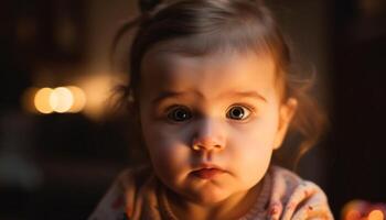 Cheerful toddler looking at camera with innocence and happiness generated by AI photo