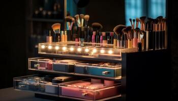 Beauty collection shines with glamour in illuminated night decoration generated by AI photo