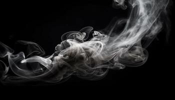 Abstract smoke waves ignite scented incense, creating a mysterious backdrop generated by AI photo