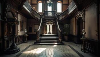 lujo capilla con barroco estilo, antiguo arquitectura, y mármol piso generado por ai foto